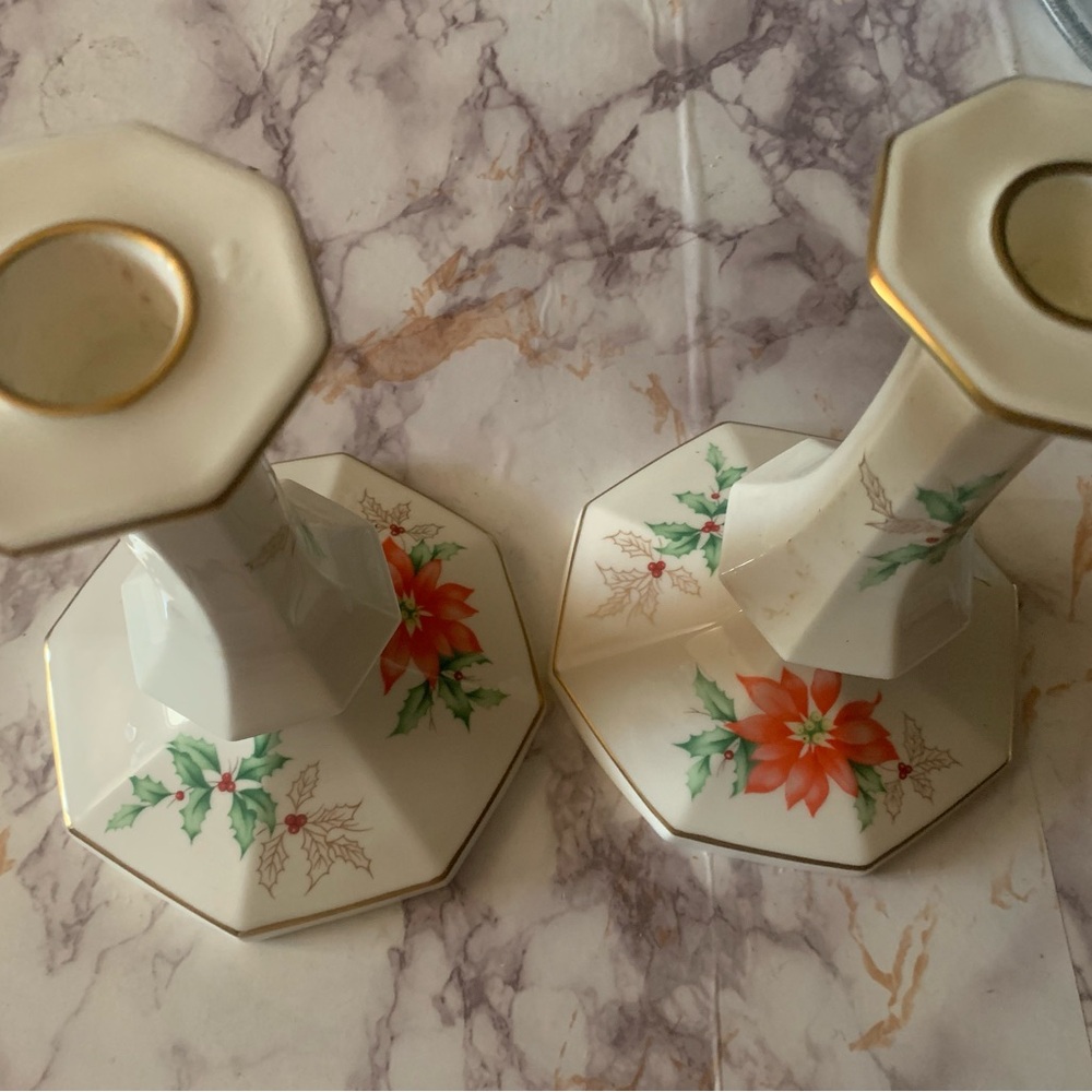 Mikasa Poinsettia Candle Holders